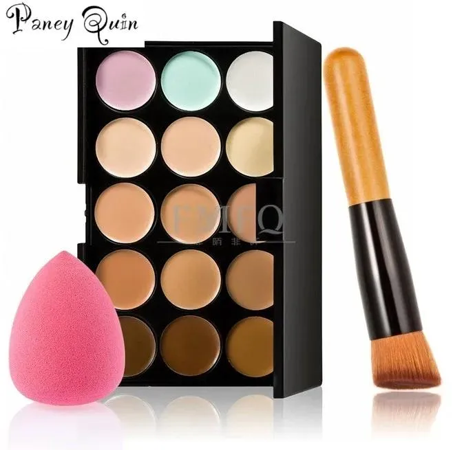 Brushes 15 Color Concealer Contouring Correcteur Makeup Products Face Based Anti Cernes Cosmetic Set Brush Sponge Puff Wholesale