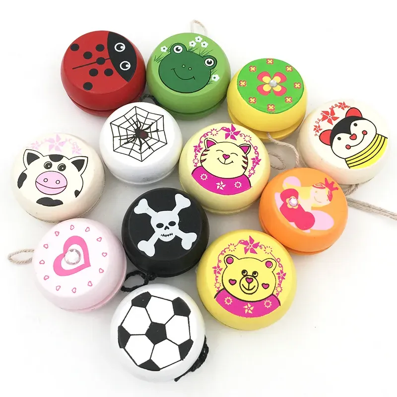 5CM Cute Animal Prints Wooden Yoyo Toys Ladybug Toys Kids Yo-Yo Creative Yo Yo Toys for Children Yoyo Ball