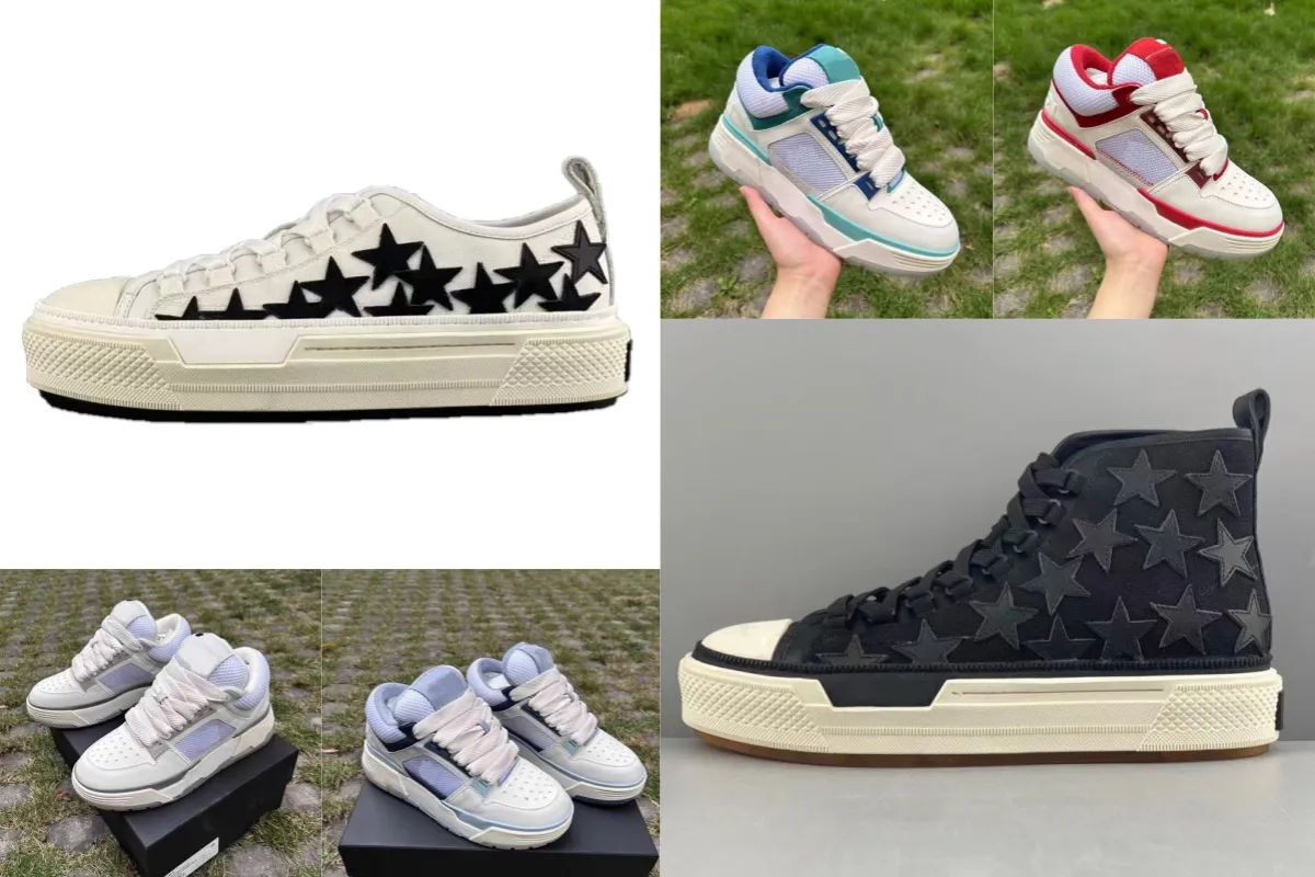 Amiiri Luxo Ma1 Sapato Designer de Alta Qualidade Moda Estudante Sapatos Casuais Esqueleto Ossos Calçados Estrelas Lona Amirlies Sapatos Preto Branco xx