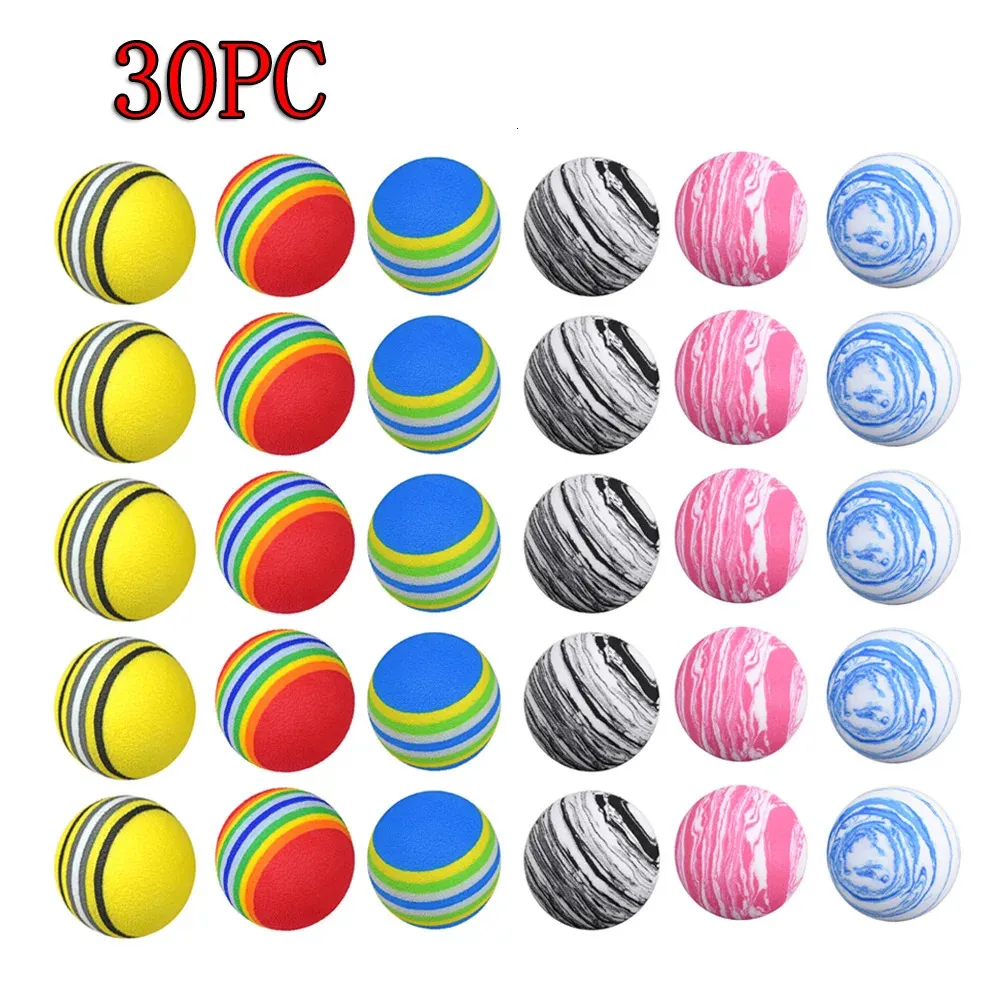 30 pièces/sac balles de Golf en mousse EVA jaune/rouge/bleu arc-en-ciel éponge balle de pratique de golf en salle aide à l'entraînement 240110