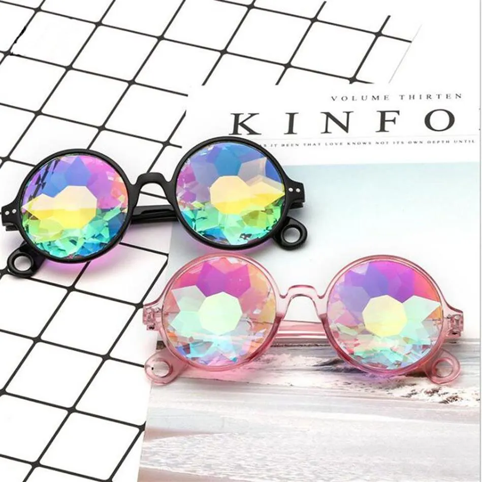 Party Eyewear Funny Disco Mosaic Solglasögon Rund Sun Glass Crystal Solglasskonsert Show Eyewear233T