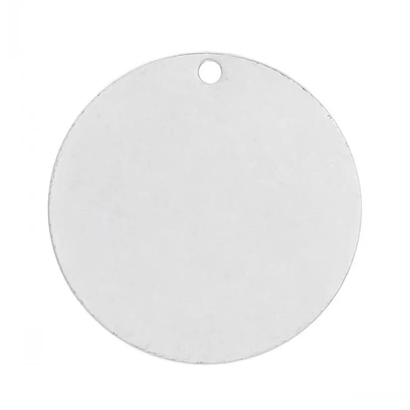 Doreen boîte cuivre blanc estampage étiquettes pendentifs ronds pour colliers boucles d'oreilles Bracelets couleur argent 25mm1quot Dia20PCs9474630