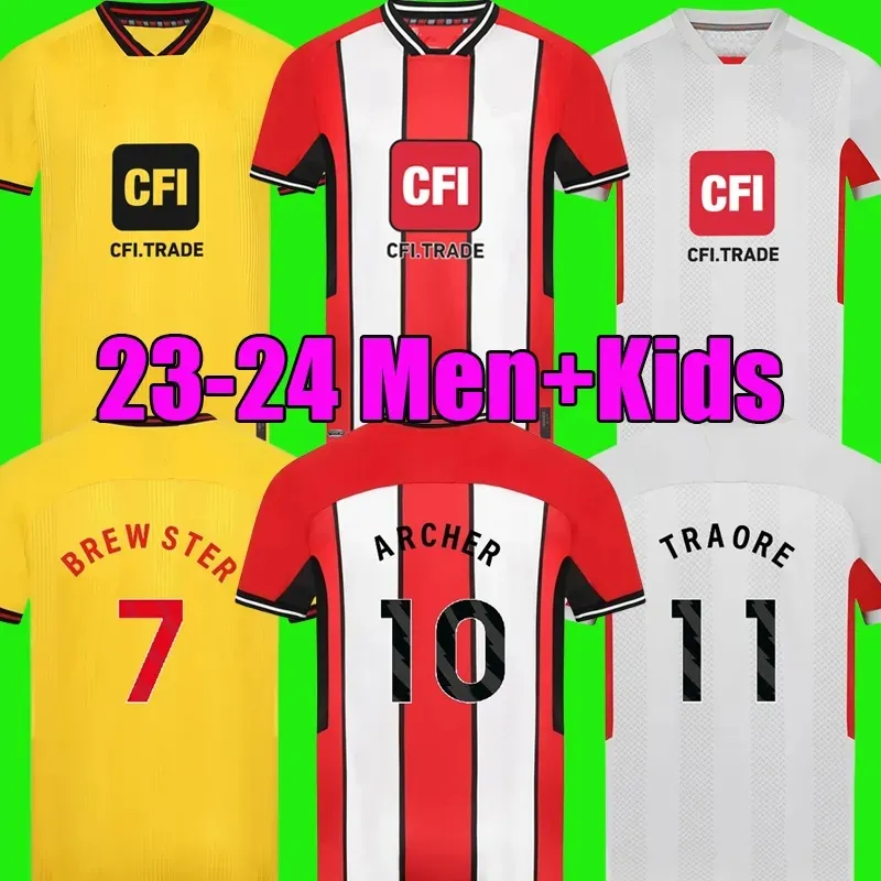 23 24 Sheffield Sander Berge Berge United Soccer Jerseys John Egan Rhian Brewster Anel Ahmedhodzic Oliver McBurnie Jayden Bogle 2023 2024 Kit de camisa de futebol Longa