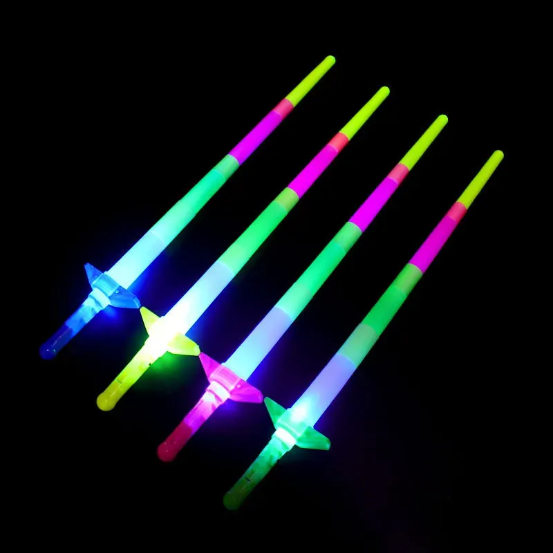 68CM Telescopic Luminous Stick Flash Light Up Fluorescent Sword Concert Christmas Carnival Toys Kids Gift