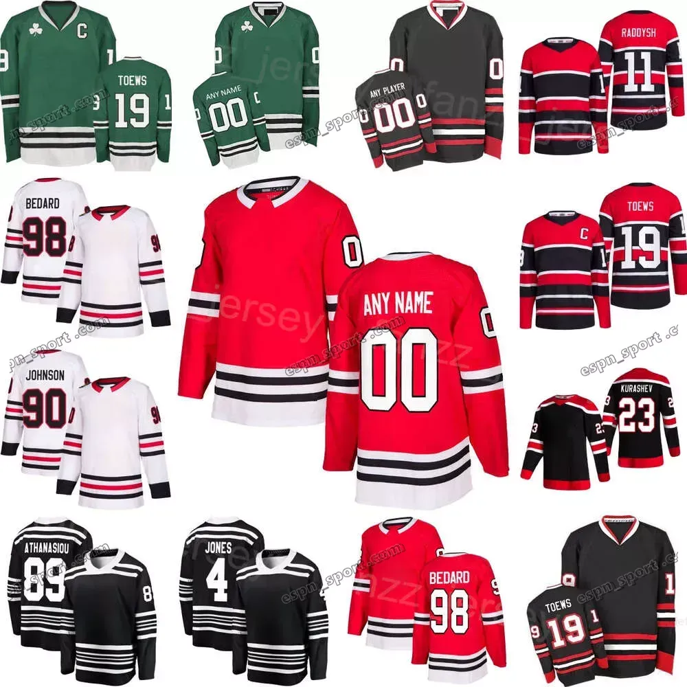 Ed Hockey 11 Taylor Raddysh Jerseys 90 Tyler Johnson 19 Jonathan Toews 16 Jason Dickinson 23 Philipp Kurashev 98 Connor Bedard 4 Seth Jones Man Mern Youth