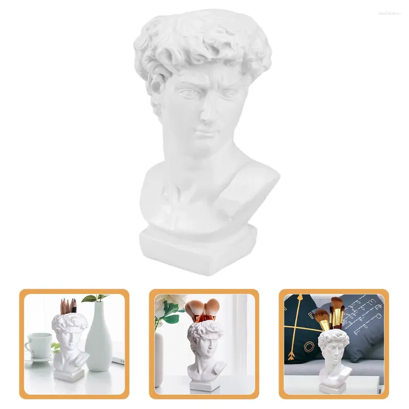 Vases Pen Holder Lead Pencils Portrait Design Vase David Statue Decorate Holders Greek Resin Pot Renaissance Makeup Brush