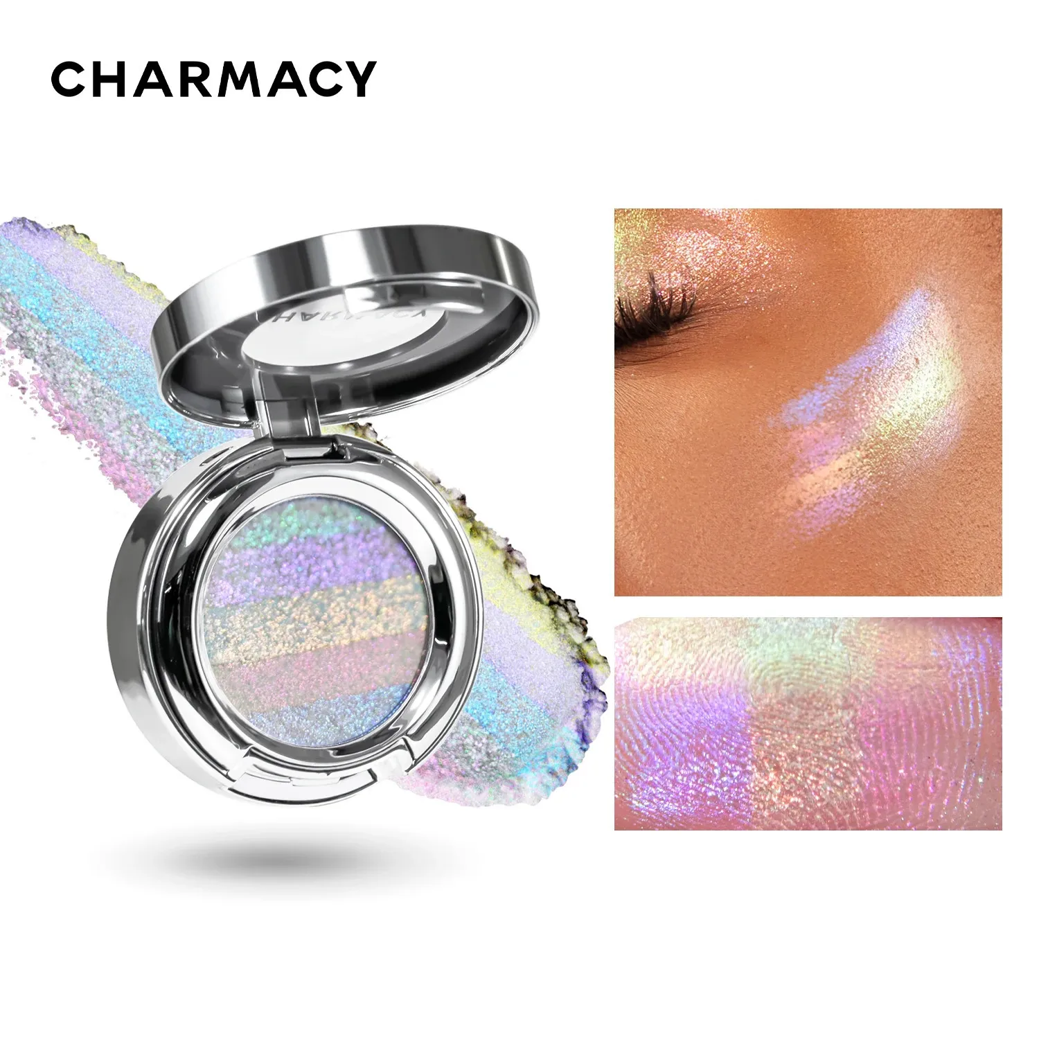 CHARMACY Rainbow Duochrome Highligter 5 colori Shimmer Multichrome Ombretto a lunga durata Trucco cosmetico per donna 240110