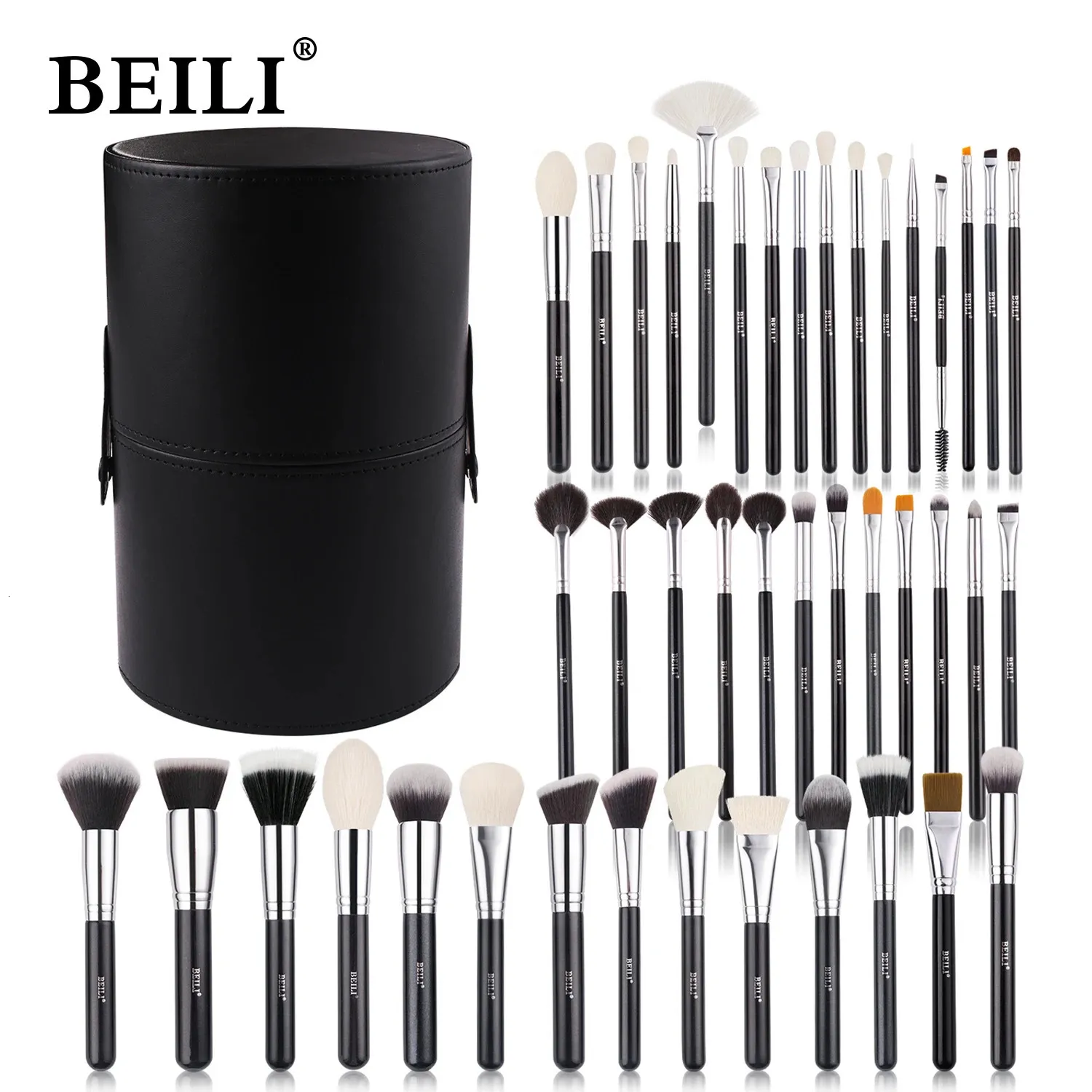 مجموعة فرشاة ماكياج Beili مع حامل 30-42pcs Professional Foundation Powder Blush Blush Eyeshadow Blending Kit Make Up Tools 240111