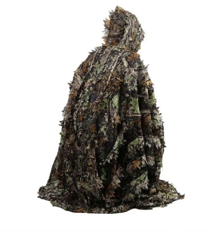 Capa camuflada de caça com folhas 3d, yowie ghillie, respirável, tipo poncho aberto, camuflagem, observação de pássaros, poncho, corta-vento, traje de atirador, gear9970075