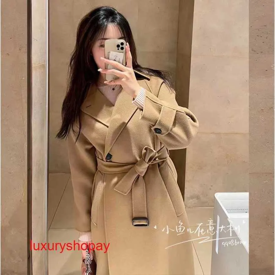 Maxmaras Womens Cashmere Coat 이탈리아 구매 에이전트 주말 23 Springsummer Solice Lapel Long Trench Cobalto rjte