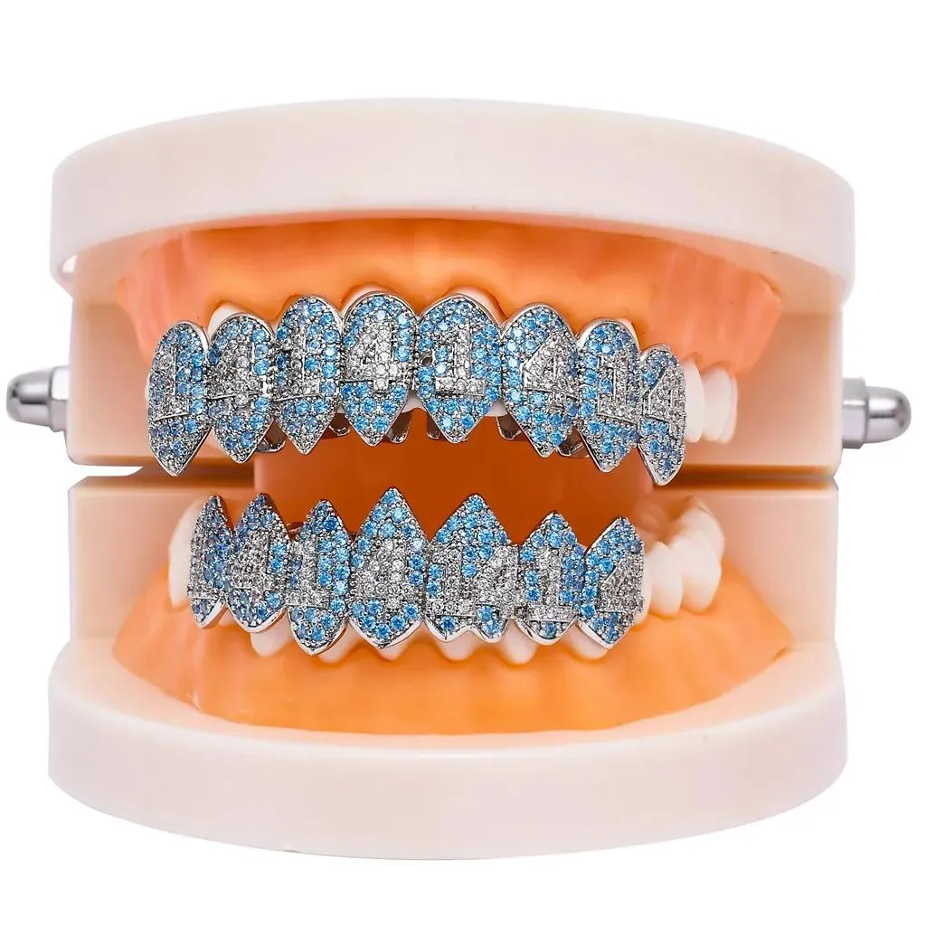 Smycken hiphop tänder grillz set unisex övre botten mun guld silver färg enkel tand mössor silikon vampyr gåva till julsmycken