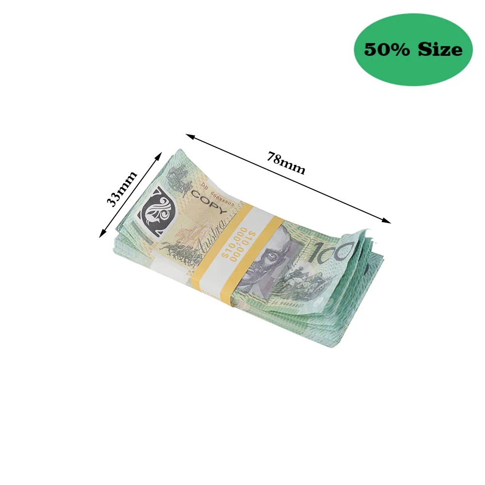 50% Size Aged Prop Australian Dollar 5/10/20/50/100 AUD Banknotes Paper Copy Full Print Banknote Fake Money Movie Props