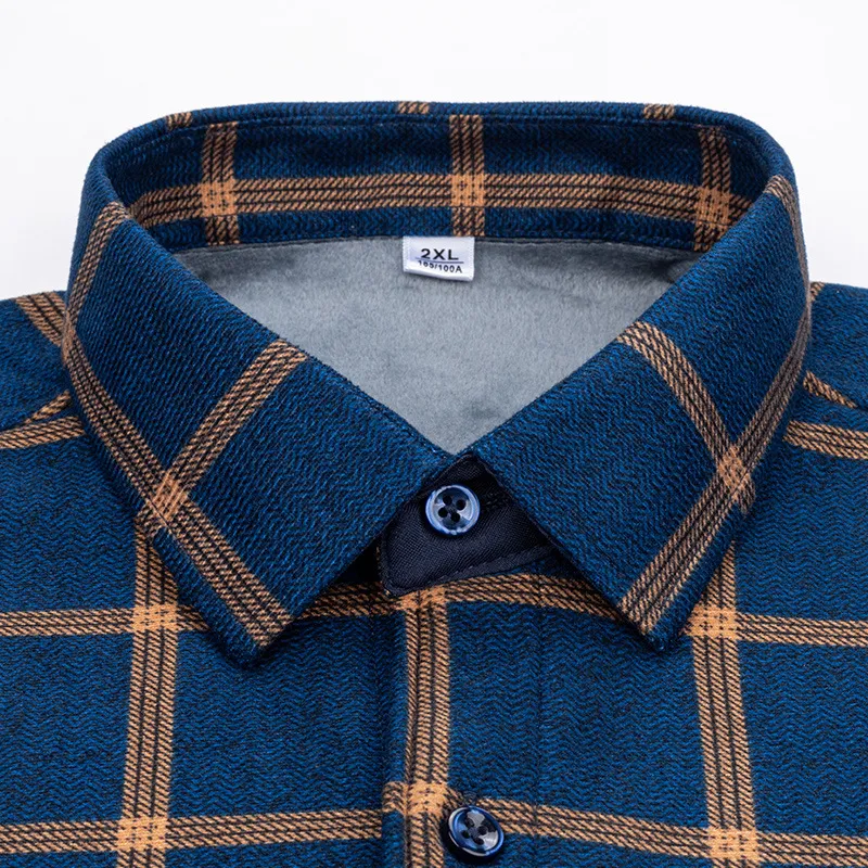 Strict selection of factory goods, thickened double-sided velvet plaid shirt, men's long sleeved winter shirt, warm and thick top for middle-aged and young people