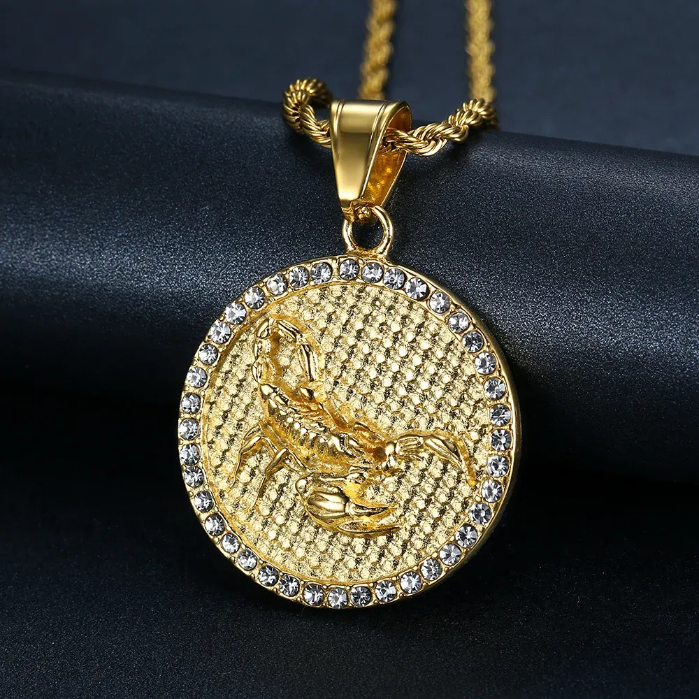 2024 Scorpio Aries 12 Constellation Pendant Necklace Golden Color 14k Yellow Gold Chain For Men Women Zodiac Jewelry Birthday Gift
