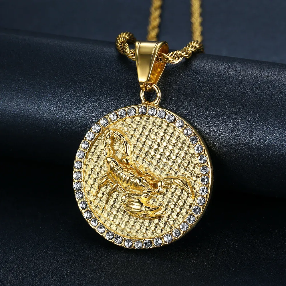 2024 Scorpio ARIES 12 Constellation Pendant Necklace Golden Color 14K Gul guldkedja för män Kvinnor Zodiak smycken Birthday Present