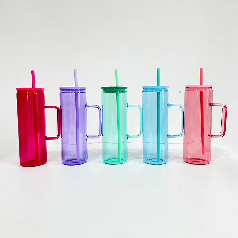 20oz Clear Glass Coffee Mugs with Colored PP Lid and Straw, Reusable  Borosilicate Glass, Case from Dhgate Mugs - price 94.08
