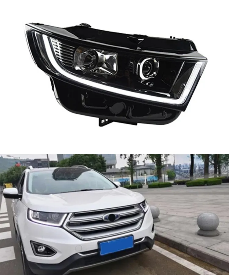 Car Head Light Assembly for Ford Edge LED Daytime Running Headlight 2012-2014 Turn Signal Dual Beam Lens