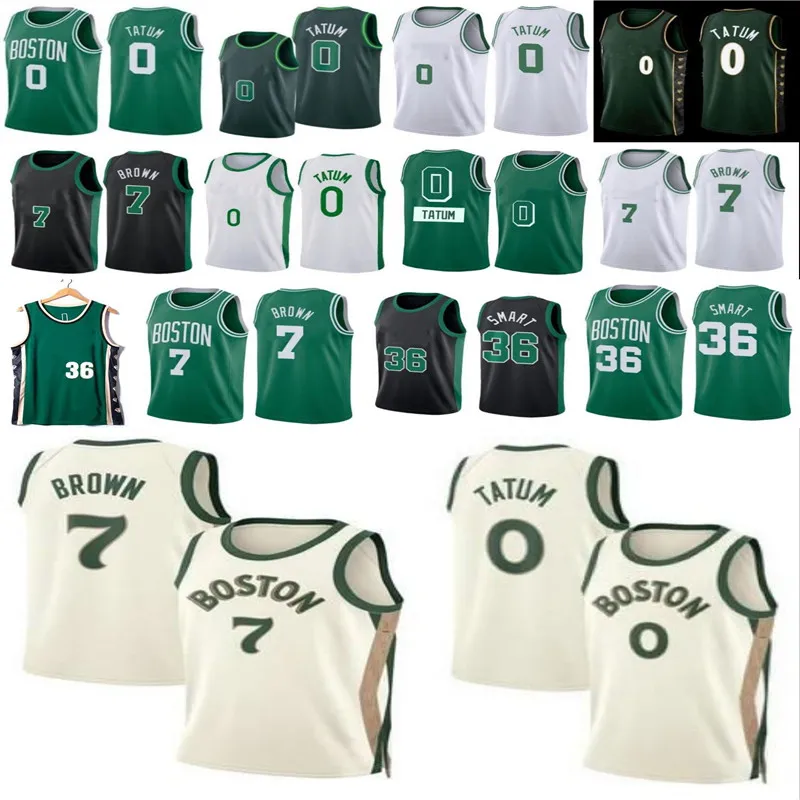 Jayson Tatum Jaylen Brown Basketball Jerseys White 2024 City Shirt Green Edition Jersey 0 7 36