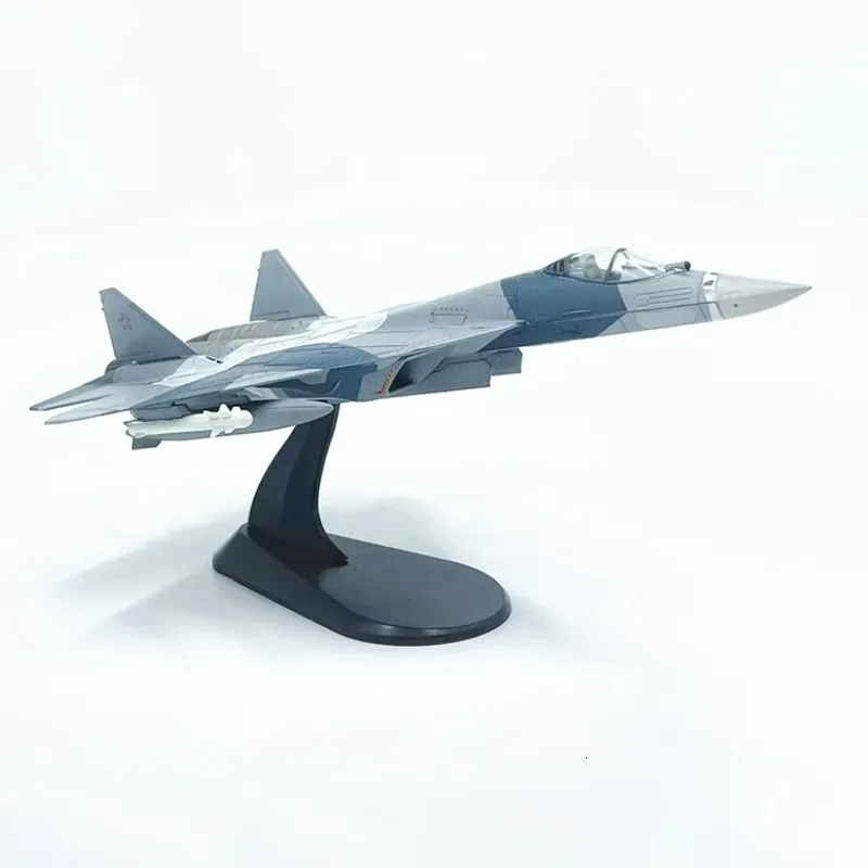 Diecast Metal Alloy 1100 Skala Rysk SU 57 SU57 Fighter Airplane Aircraft Replica Model SU57 Plane Toy for Collection 240110