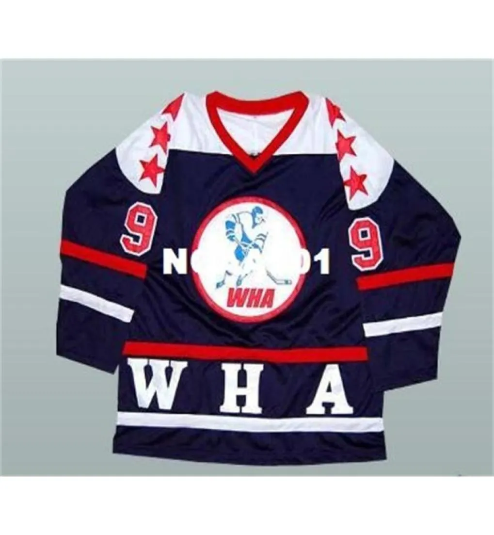 Real 001 real bordado completo 9 Boriz Bobby Hull WHA All Star Hockey Jersey ou personalizado qualquer nome ou número Jersey5614395