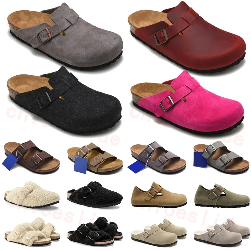 Pantofole in pelliccia Arizonas Shearling in pelle scamosciata Pantofole con fibbia Birkin Vintage Bostons da uomo da donna Mocassini con plateau firmati da esterno Birko-Flor Summer Beach Leather Stock