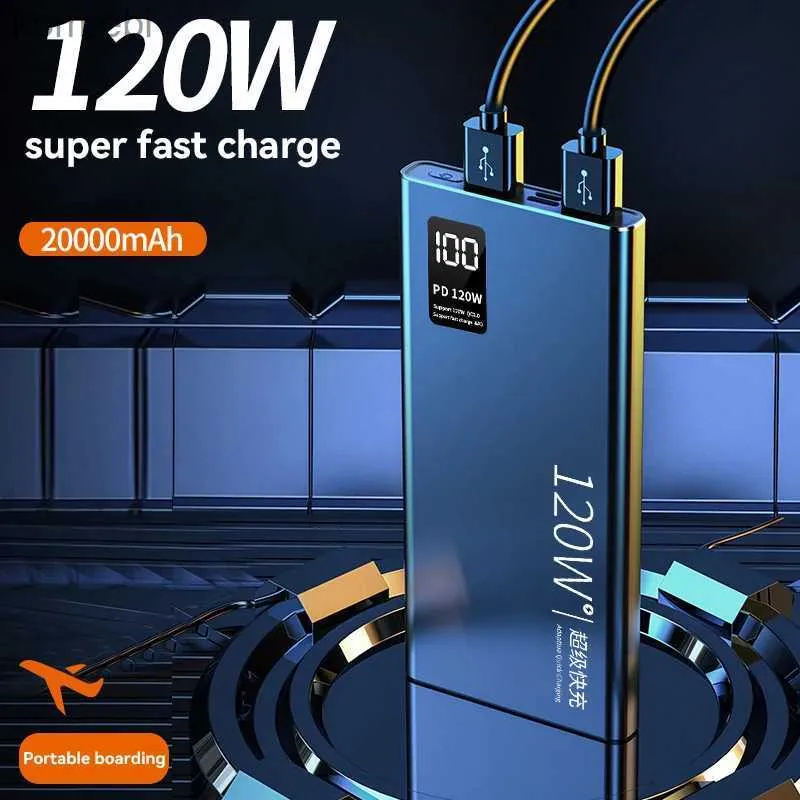 Banques d'alimentation pour téléphone portable 30000mAh Banque de puissance haute capacité 120W Chargeur de batterie portable Powerbank à charge rapide pour iPhone 15 14 13 12 11 Pro MaxL240111