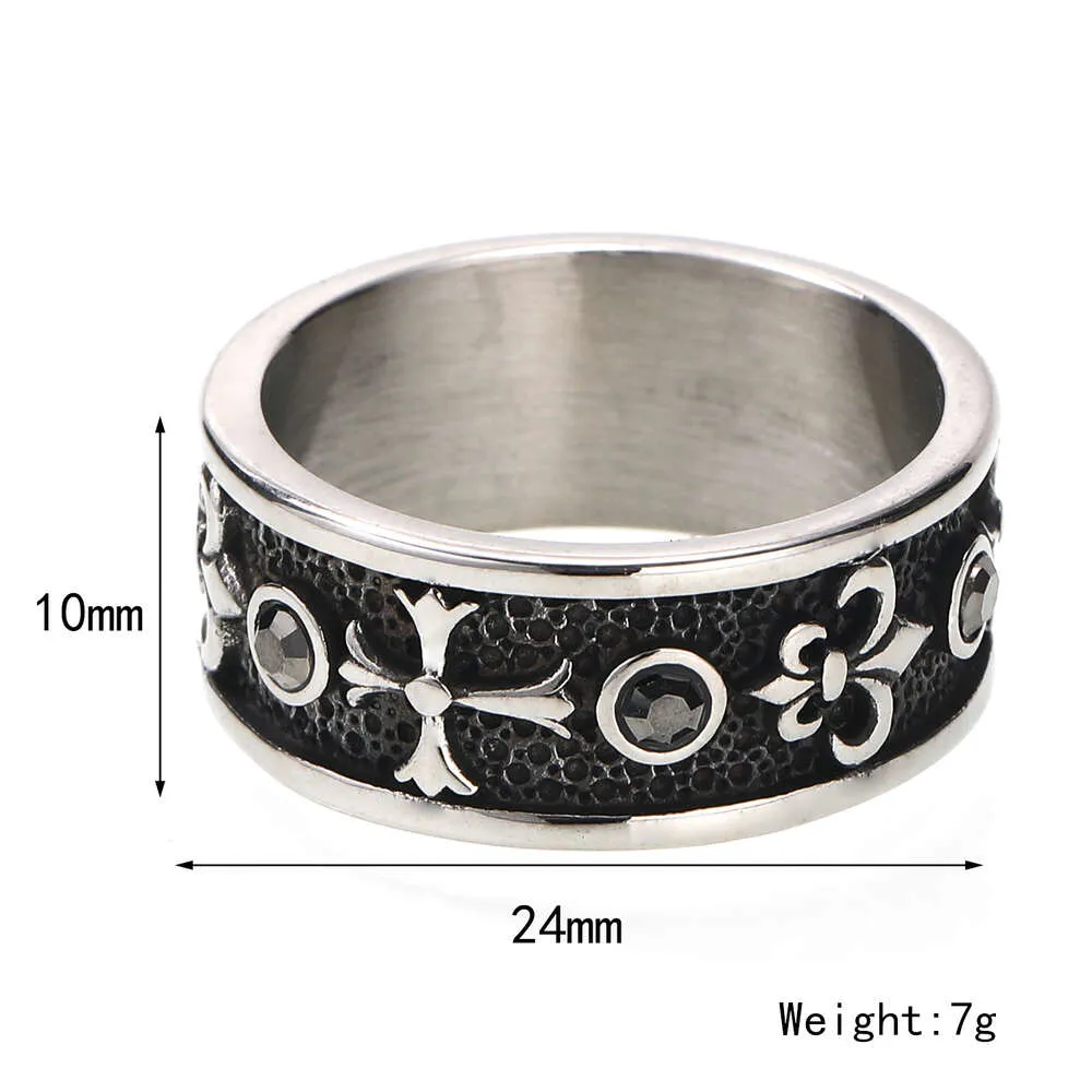Дизайнерское CH Cross Chromes Брендовое кольцо для мужчин Унисекс Ретро Модный черный бриллиант Мужская мода Высококачественные ювелирные изделия в форме сердца Классические кольца Подарки для влюбленных Новый 2024 PXJU