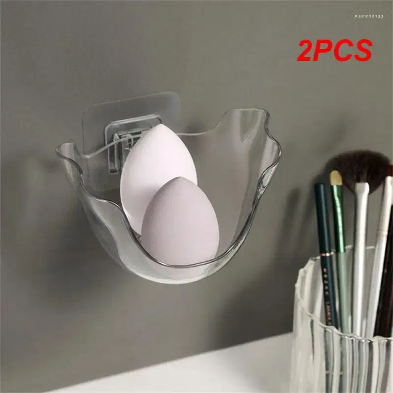 Storage Boxes 2PCS Puff Rack Transparent Durable Wall-mounted Drying Punch-free Cosmetic Box Easter Egg