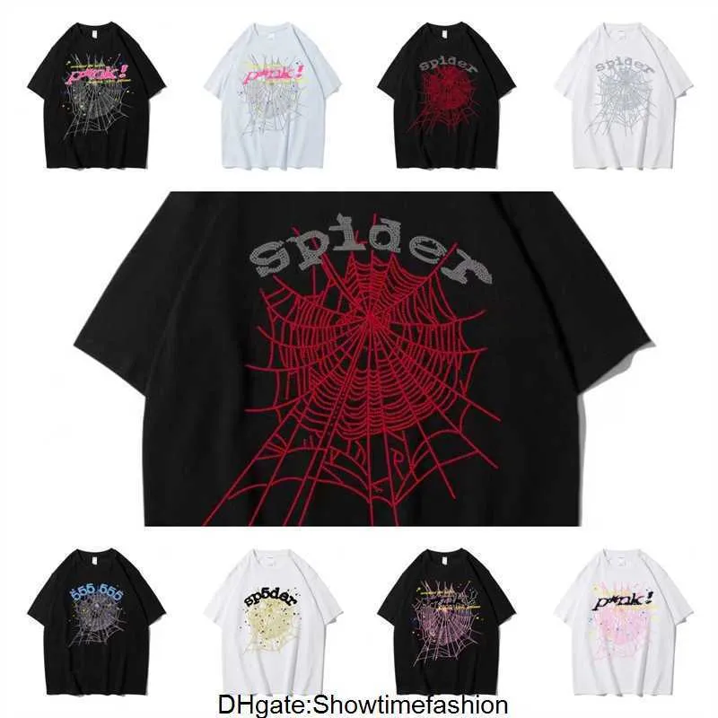 2024 Men T Shirt Pink Young Thug Sp5der 555555 mans Women 1 Quality Foaming Printing Spider Web Pattern Tshirt Fashion Top Tees AKZF