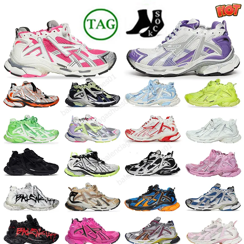 Mode Track Runners 7.0 Chaussures Casual Plate-forme Designer Transmit Sense Hommes Femmes Déconstruction Graffiti Blanc Noir Violet Marron Randonnée DHgate Baskets En Plein Air