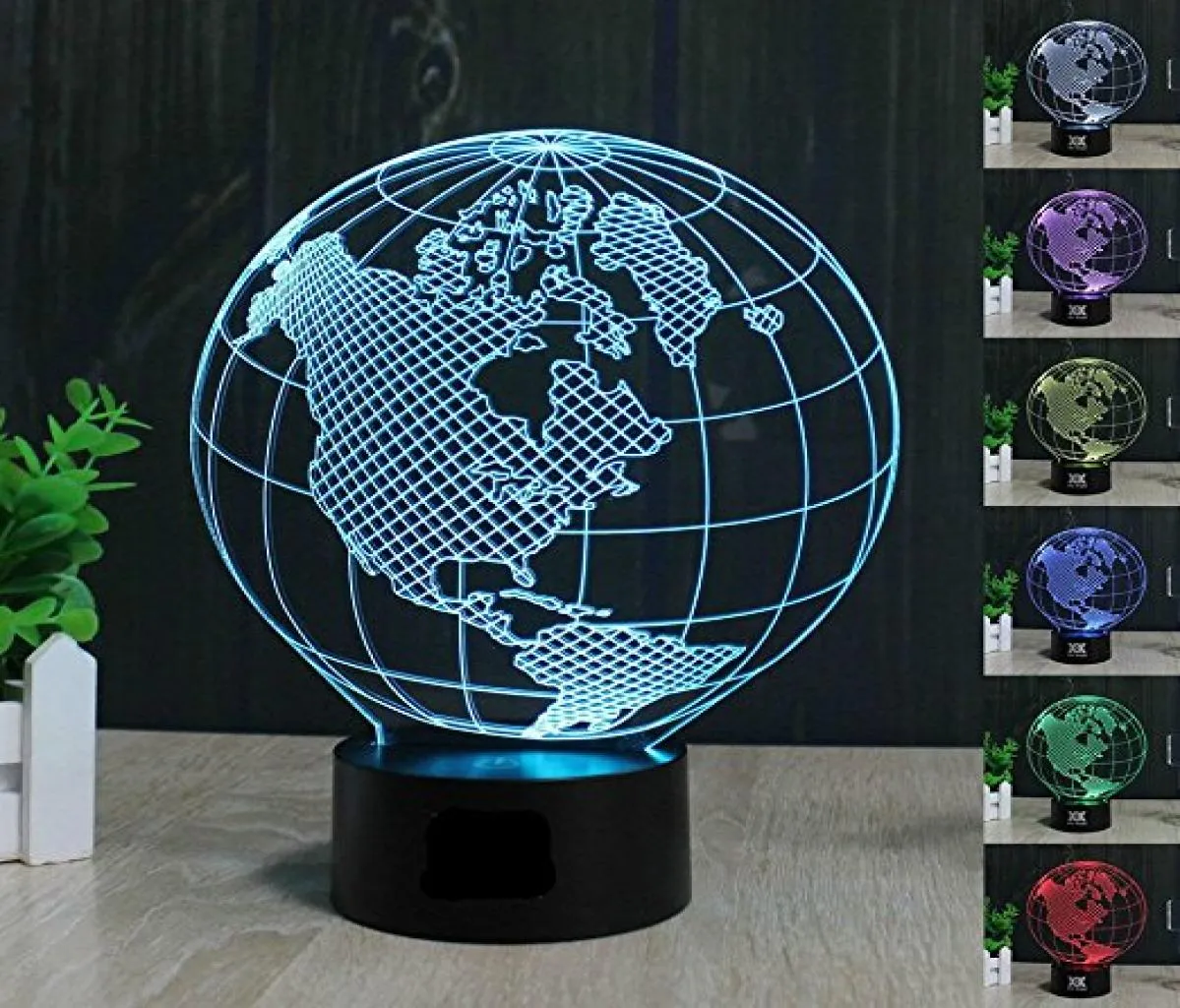 Terra América Globo Ilusão 3D LED Night Light 7 cores Candeeiro de mesa Presentes para crianças 7323357