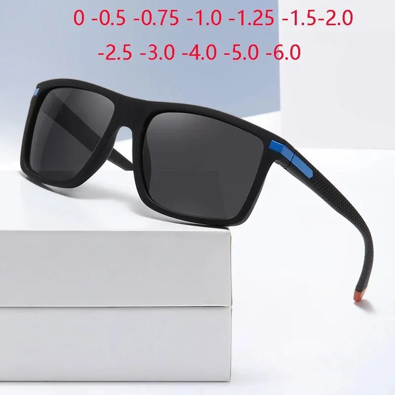 Sunglasses Outdoor Sport Square Myopia Lens Prescription Sunglasses Men Polarized Driving Antiglare Myopes Lunettes 0 0.5 0.75 to 6.0