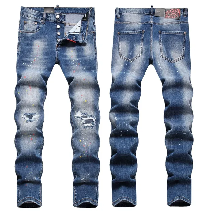 2Designer Jeans viola Uomo Donna High Street Wash denim Bottone con cerniera ricamato Jeans slim a gamba dritta Abbigliamento da strada classico della moda con jeans di lusso # 21