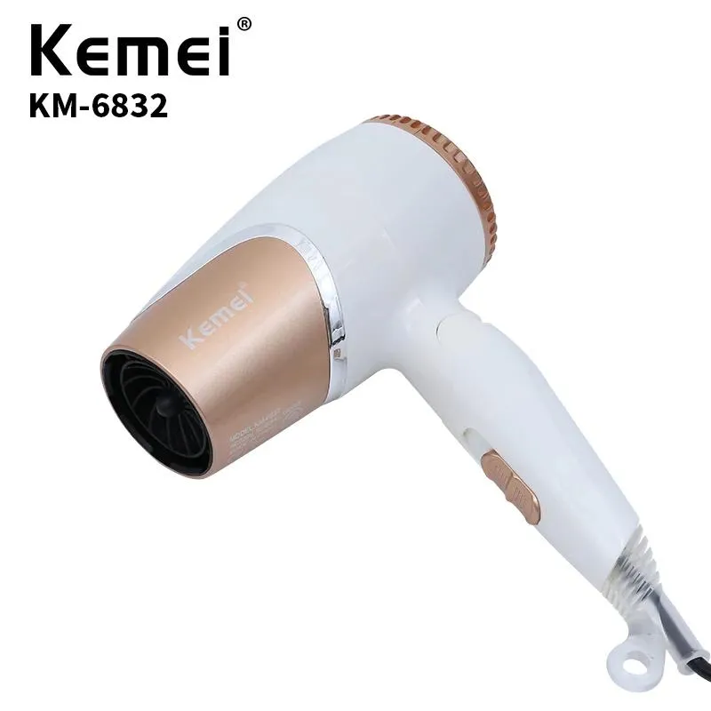 Dryer Kemei KM6832 High Quality EU Plug 220 Voltage Mini Portable Family Travel Hair Dryer Home Must Supplies KM6832