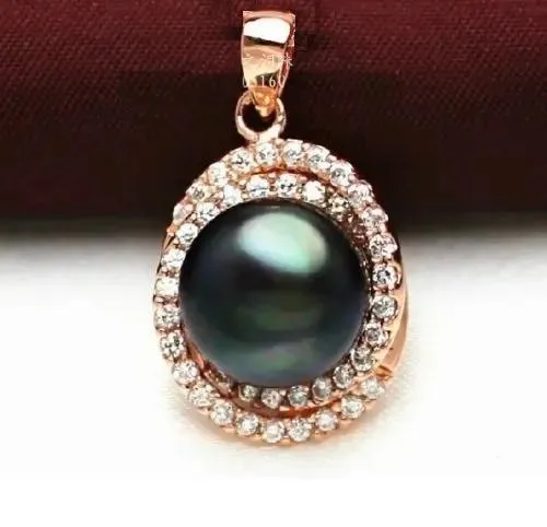 Necklaces New AAA1213mm Genuine Natural BLACK south sea pearl Pendant fine jewelry