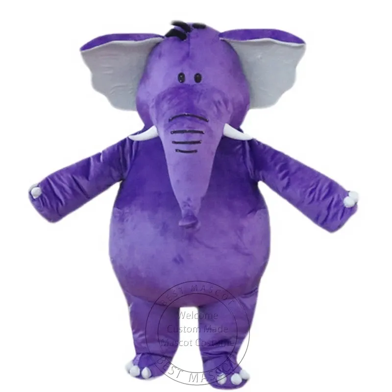 Costume della mascotte dell'elefante viola di dimensione adulta di Halloween per la personalizzazione del supporto di spedizione gratuita per la vendita della mascotte del personaggio dei cartoni animati del partito