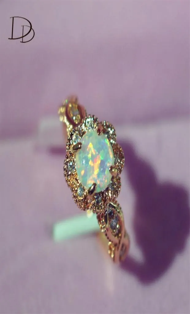 DODO anéis de opala de fogo cor dourada para mulheres joias vintage anéis de noivado de casamento anillos anillos drop DD303207J3337724