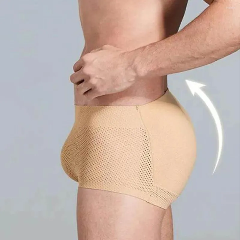 Underpants Men Boxers Hip BuLifter Enhancer Underwear Padded Mesh Seamless Smooth Shapewear Elasticity Breath Lingerie