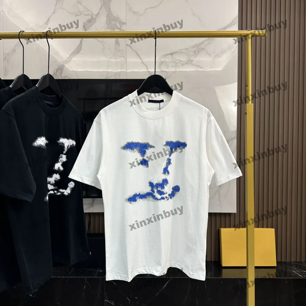 Xinxinbuy 2024 Men Designer Tee Tシャツチェストビッグレタープリント1854女性ブラックホワイトブルーレッドS-3XL