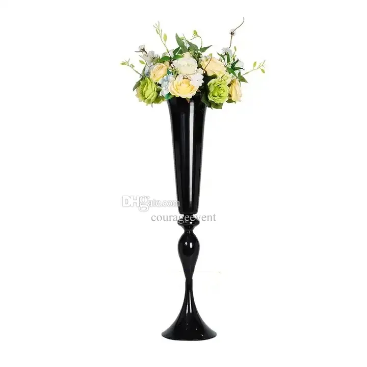 70 cm till 100 cm lång) 13 st) 65 cm till 100 cm) Bröllop Black Metal Candle Holder Black Candelabra Centerpieces Table Centerpieces Trumpet Floral Stand