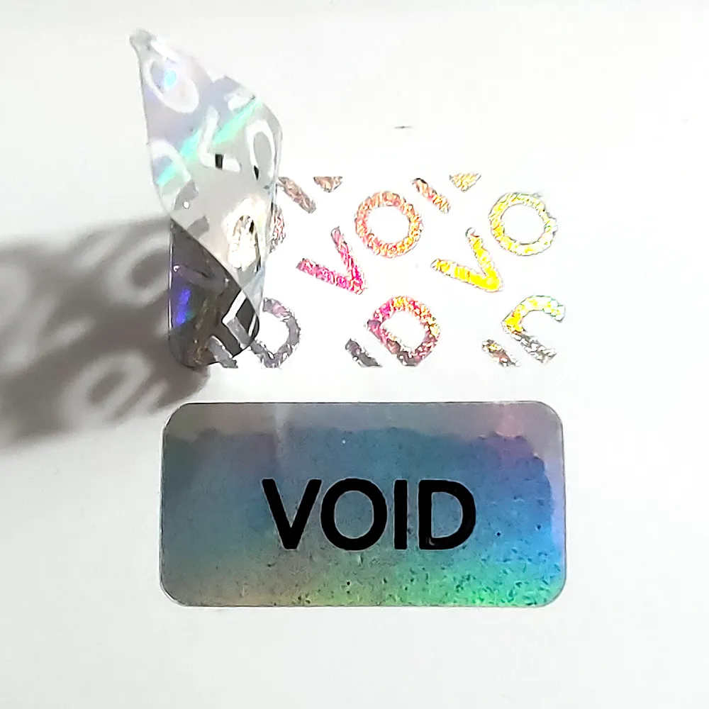 1600 Stück 2 x 1 cm silberfarbenes Hologramm-Sicherheitssiegel, manipulationssichere Etikettenaufkleber, ungültig, wenn entfernt, holografische Abdeckung in Regenbogenfarbe