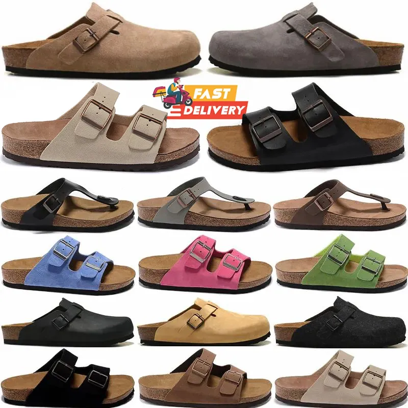 2024 Top Designer Birkinstocks Platforma Bostony Clogs Flip FLOP Skórzowe zjeżdżalnia Burzacz Kobiety Sandały Sandały Treny Outdoor Arizonas Buta