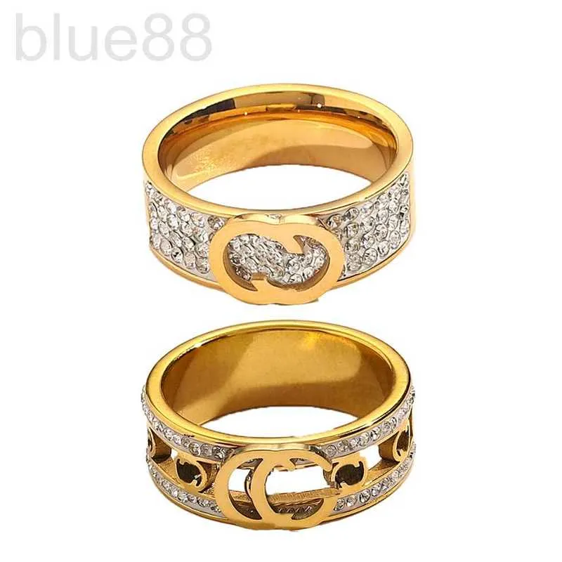 Anéis de casamento Designer Clássico Luxo Jóias Anéis Mulheres Amor Suprimentos de Casamento Diamante 18K Banhado A Ouro Anel de Aço Inoxidável Anel de Dedo Fino Atacado SD5U