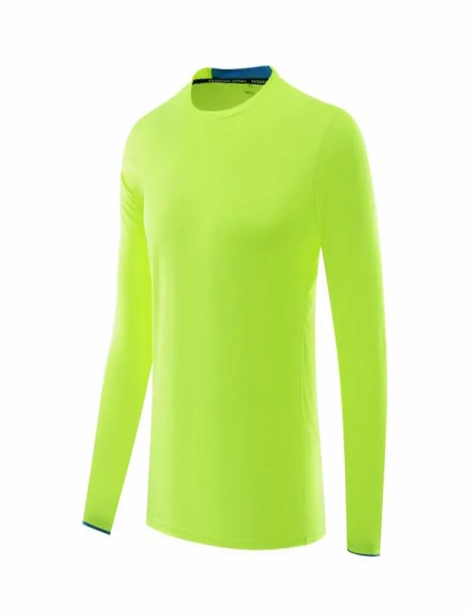 groen hardloopshirt met lange mouwen heren fitness gym sportkleding fit sneldrogende compressie workout sport top7257824