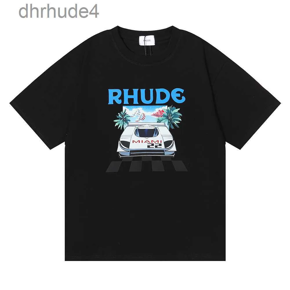 Desinger Rhude T Shirt Marka Erkek Gömlek Erkek Kadın Yüksek Kalite%100 Pamuk Giyim Hip Hop Üst Tees US Boyut S-XXL YSJR