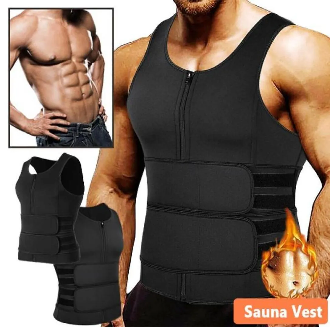 MÄST MAST TRAINER BODY SHAPER Neopren Bastu Sweat Vest dragkedja dubbel justerbar träningsdräkt Tank Top Trimmer2091183