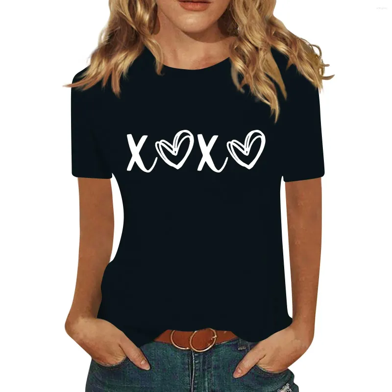 Kadın Tişörtleri Trend Love Tatlı Sevgililer Günü Sevimli Tee Moda Baskı Yaz Kadınlar Kısa Kollu Bayan Kadın Gömlek Giysileri Grafik T-Shirt Femme