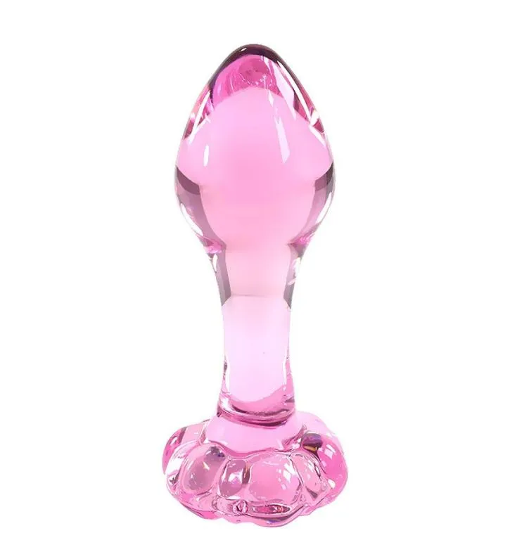 Plug anale in vetro rosa plug anale in vetro plug anale liscio glassdildo prostata massaggio dilatador perline anali giocattoli del sesso per coppie S9249494137