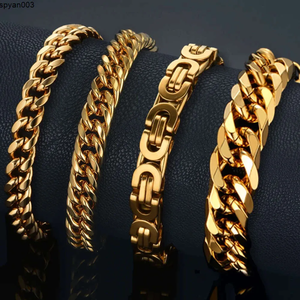 Bracelet en or jaune pour hommes, maillon de chaîne de couleur pour