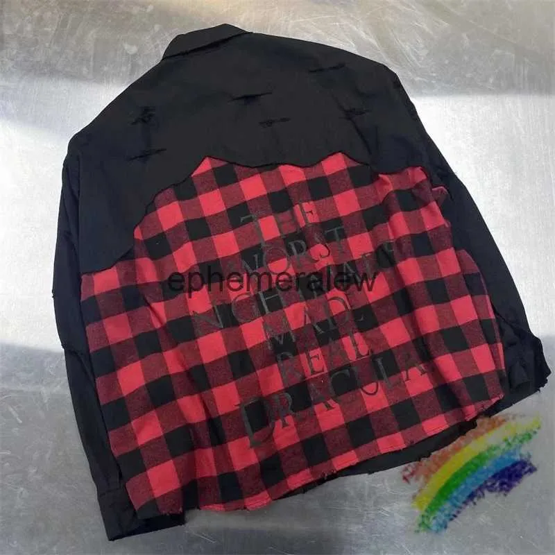 Men's Casual Shirts Worn Patchwork Bla Red Plaid Shirt Men Women 1 1 High Quality Vintage Flannel Casual Shirtsephemeralew